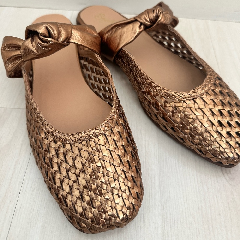 Seychelles art deco leather mule bronze